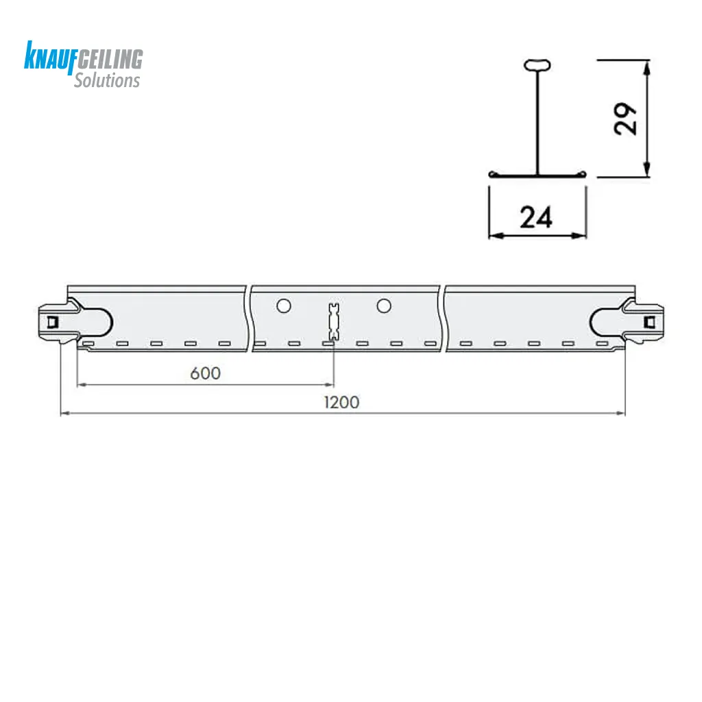 Подвесная система Армстронг КНАУФ Т24 рейка поперечная 1200x29 мм